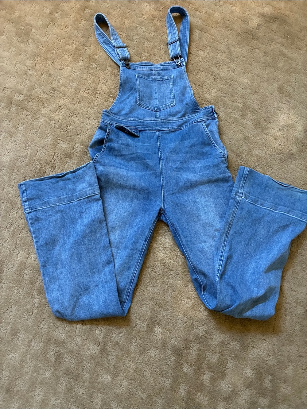 Pilcro and the Letterpress Medium Blue Denim Overalls with Wide Legs